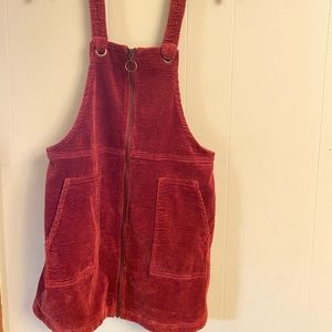 Corduroy overall dress- red
